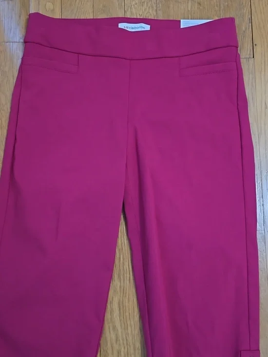 LIZ CLAIBORNE WOMEN'S MAGENTA "ALYSSA" MID-RISE PEDAL PUSHER PANTS SIZE 2 - Picture 2 of 14